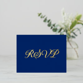 Royal Blue Elegant Co-Starring Folie RSVP-kaart Folie Feestdagen Briefkaart