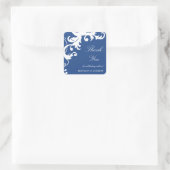Royal Blue Elegant Damask Dank u Stickers (Tas)