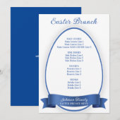 Royal Blue Elegant Eenvoudig Paasei Brunch Diner Menu (Voorkant / Achterkant)
