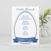 Royal Blue Elegant Eenvoudig Paasei Brunch Diner Menu (Staand voorkant)