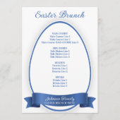 Royal Blue Elegant Eenvoudig Paasei Brunch Diner Menu (Voorkant)