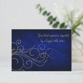 Royal Blue Elegant Gold Wedding RSVP (Staand voorkant)