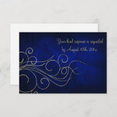 Royal Blue Elegant Gold Wedding RSVP (Voorkant / Achterkant)