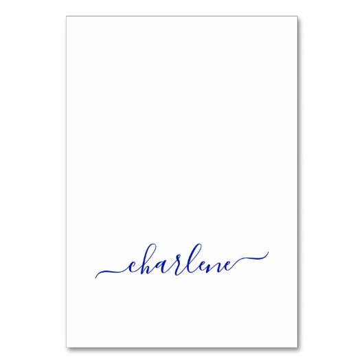 Royal Blue Elegant Handtekening Naam Plaats Kaarte Kaart (Voorkant)