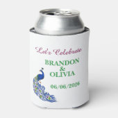 Royal Blue Elegant Peacock Wedding Can Cooler (Blikje Voorkant)