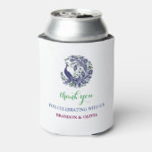 Royal Blue Elegant Peacock Wedding Can Cooler (Blikje Achterkant)