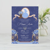 Royal Blue Elegant Rustic Western Quinceanera Kaart (Staand voorkant)