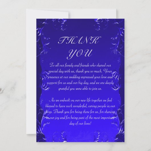 Royal Blue Elegant Wedding Bedankt (Voorkant)