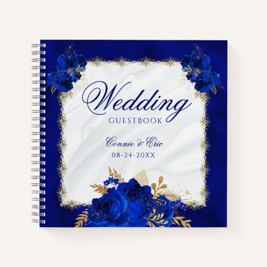 Royal Blue Elegant Wedding Budget Guest Book Notitieboek (Voorkant)