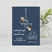 Royal Blue Elegant Wedding Invitation Kaart (Staand voorkant)