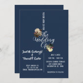 Royal Blue Elegant Wedding Invitation Kaart (Voorkant / Achterkant)
