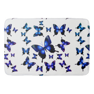 Royal Blue Elegant Whimsical Butterflies Badmat