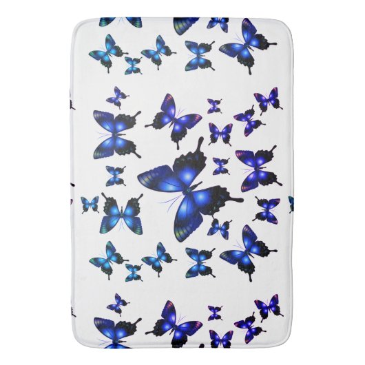 Royal Blue Elegant Whimsical Butterflies Badmat (Voorkant Verticaal)
