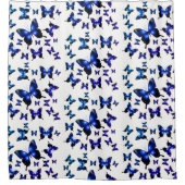 Royal Blue Elegant Whimsical Butterflies Douchegordijn (Voorkant)