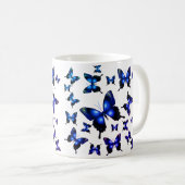 Royal Blue Elegant Whimsical Butterflies Koffiemok (Voorkant rechts)