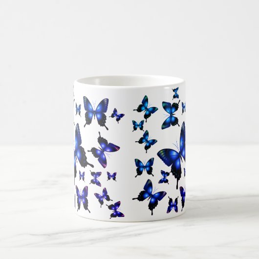 Royal Blue Elegant Whimsical Butterflies Koffiemok (Center)