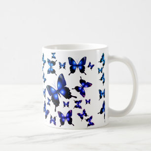 Royal Blue Elegant Whimsical Butterflies Koffiemok