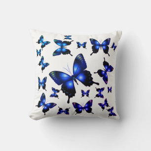 Royal Blue Elegant Whimsical Butterflies Kussen