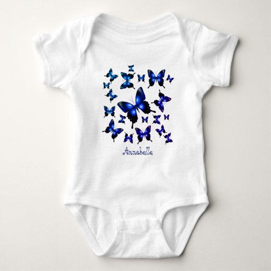 Royal Blue Elegant Whimsical Butterflies Romper (Voorkant)