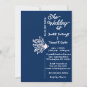 Royal Blue Elegant White Flower Wedding Kaart (Voorkant)