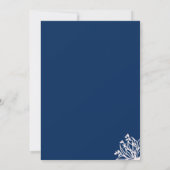 Royal Blue Elegant White Flower Wedding Kaart (Achterkant)