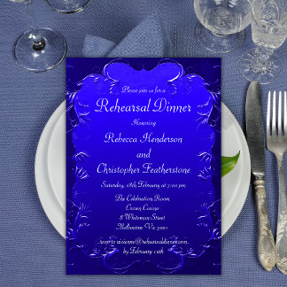 Royal Blue Elegantie Huwelijksrepetitie Kaart