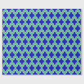 Royal Blue Emerald Green Wht XL Moroccan #4DS Cadeaupapier (Vlak)