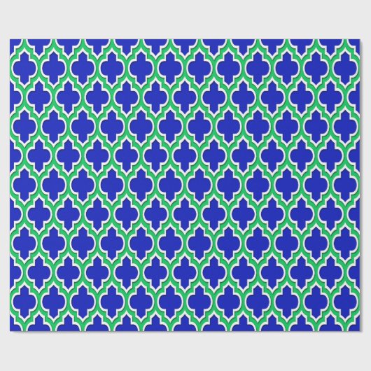 Royal Blue Emerald Green Wht XL Moroccan #4DS Cadeaupapier (Vlak)