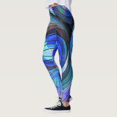 Royal Blue en Aqua Doodle met zwarte lijnen Leggings (Links)