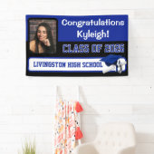 Royal Blue en Black Afstuderen Spandoek (Insitu)