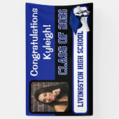 Royal Blue en Black Afstuderen Spandoek (Verticaal)