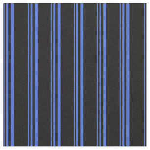 Royal Blue en Black Colored Stripes Pattern Stof