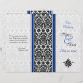 Royal Blue en Black Damask Wedding Programme (Voorkant / Achterkant)