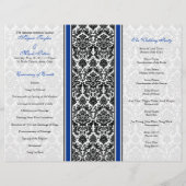 Royal Blue en Black Damask Wedding Programme (Achterkant)