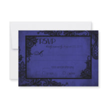 Royal Blue en Black Lace Gothic RSVP-kaart