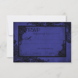 Royal Blue en Black Lace Gothic RSVP-kaart RSVP Kaartje