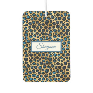 Royal Blue en Black Leopard Spots on Gold Luchtverfrisser