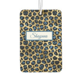 Royal Blue en Black Leopard Spots on Gold Luchtverfrisser (Achterkant)