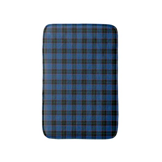 Royal Blue en Black Scottish Pset Pattern Badmat (Voorkant Verticaal)