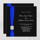 Royal Blue en Black Wedding Kaart (Voorkant / Achterkant)
