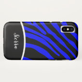 Royal Blue en Black Zebra Stripe Phone Case (Achterkant (horizontaal))