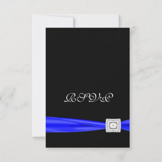 Royal Blue en BlackRSVP RSVP Kaartje (Voorkant)