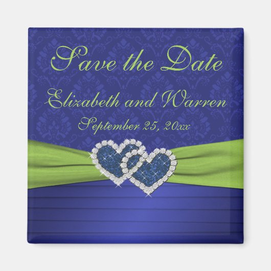 Royal Blue en Chartreuse Damask Magnet (Voorkant)