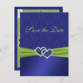 Royal Blue en Chartreuse Save the Date Briefkaart (Voorkant / Achterkant)
