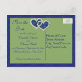 Royal Blue en Chartreuse Save the Date Briefkaart (Achterkant)