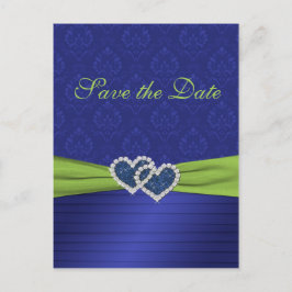 Royal Blue en Chartreuse Save the Date Briefkaart