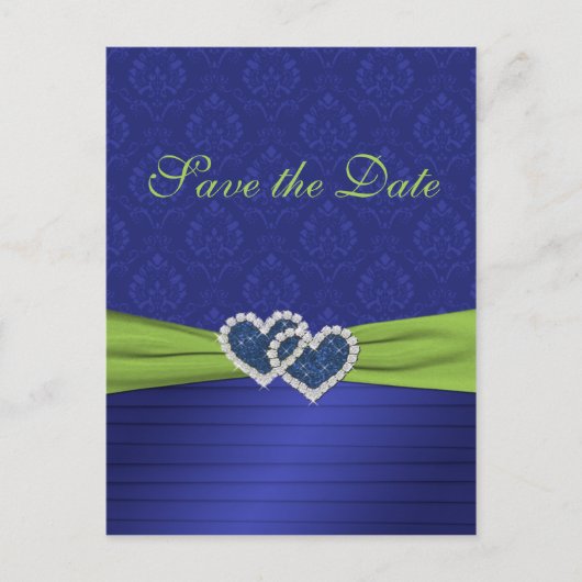 Royal Blue en Chartreuse Save the Date Briefkaart (Voorkant)