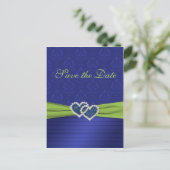 Royal Blue en Chartreuse Save the Date Briefkaart (Staand voorkant)