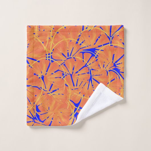 Royal Blue en Citrus Oranje tropisch ontwerp Bad Handdoek (Wasdoekje)
