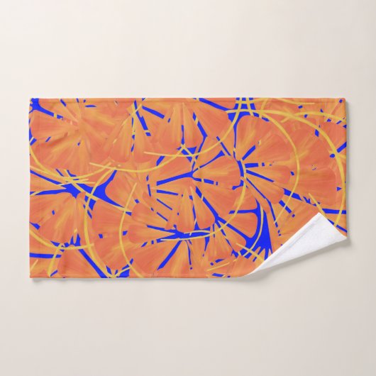 Royal Blue en Citrus Oranje tropisch ontwerp Bad Handdoek (Handdoek)